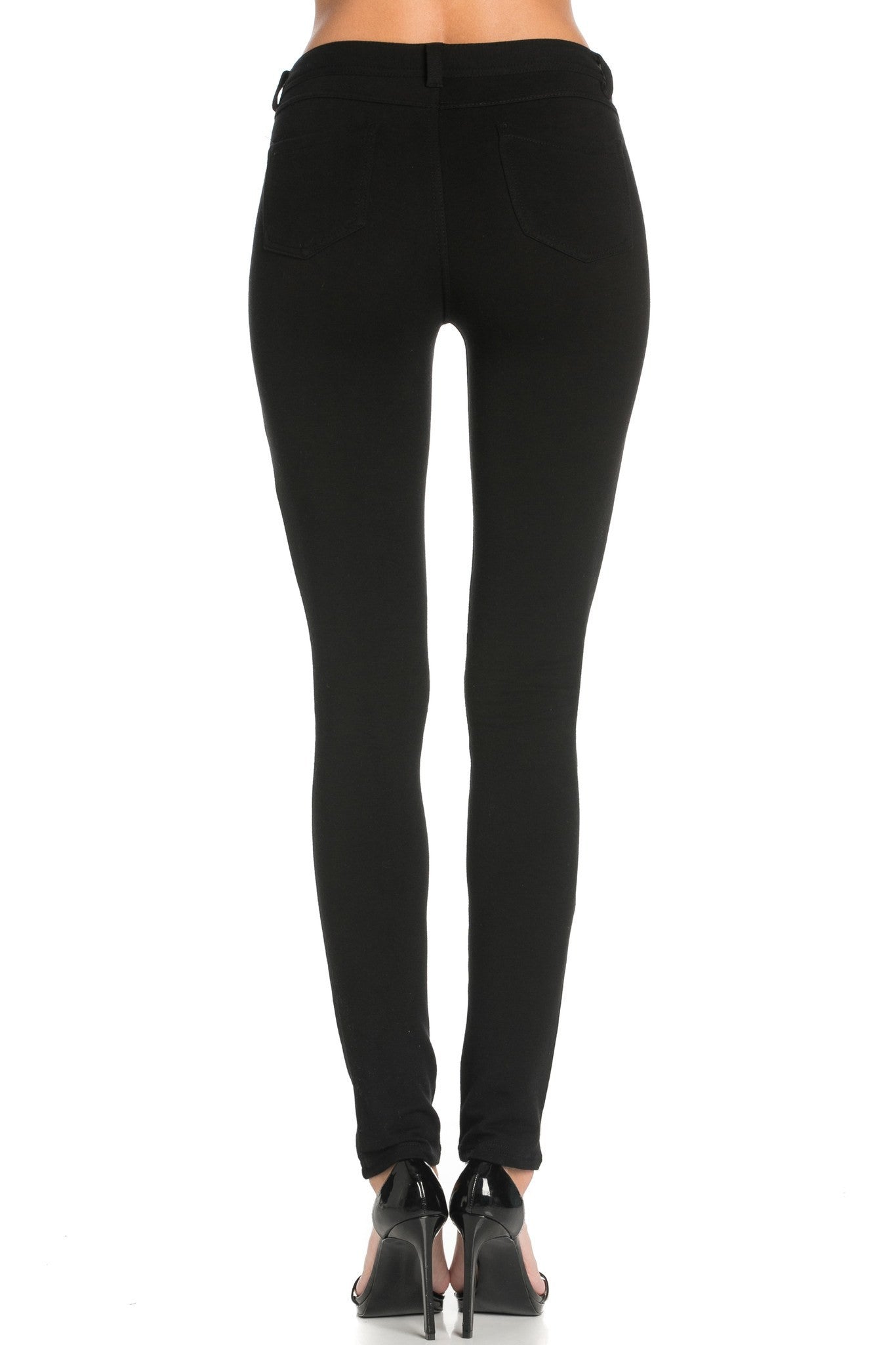 Stretch Skinny Knit Jegging Pants (Black) - Poplooks