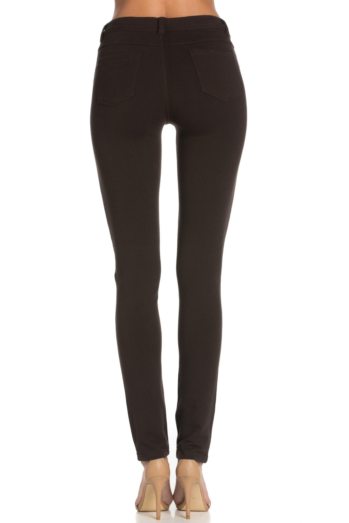 Stretch Skinny Knit Jegging Pants (Brown) - Poplooks