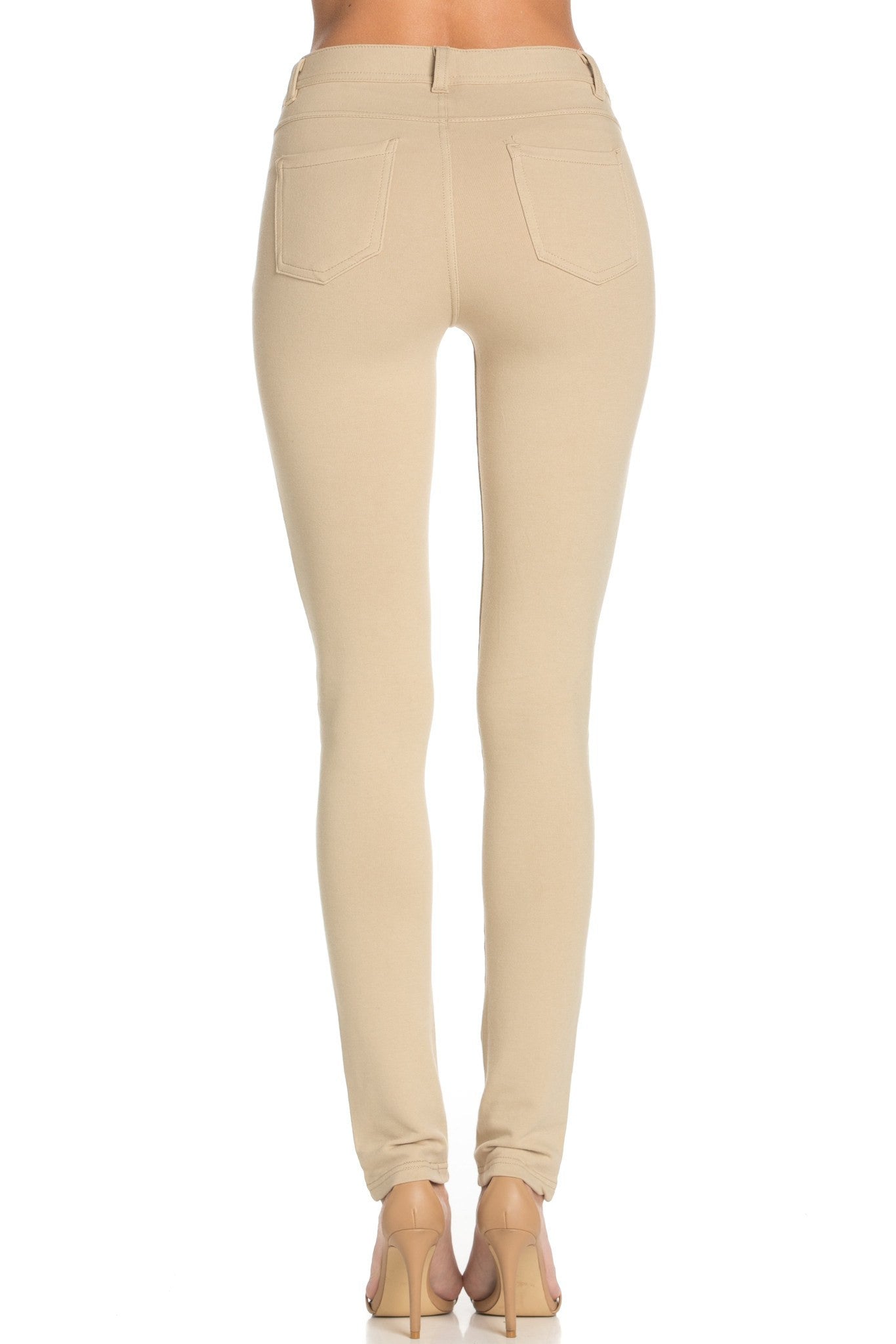 Stretch Skinny Knit Jegging Pants (Khaki) - Poplooks