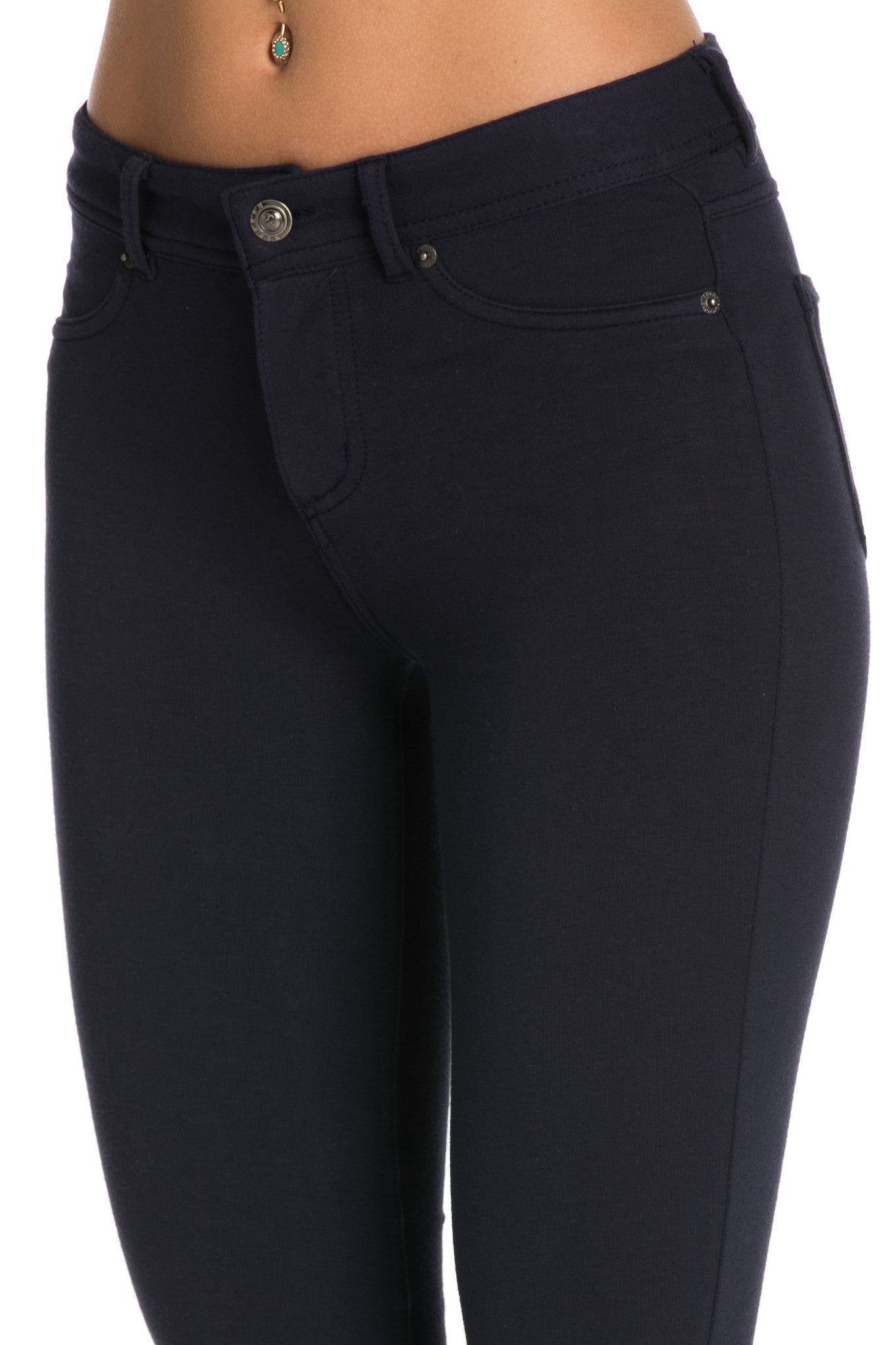 Stretch Skinny Knit Jegging Pants (Navy) - Poplooks