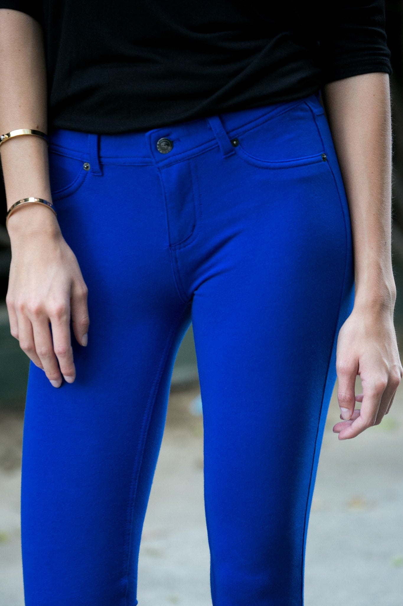 Stretch Skinny Knit Jegging Pants (Royal Blue) - Poplooks