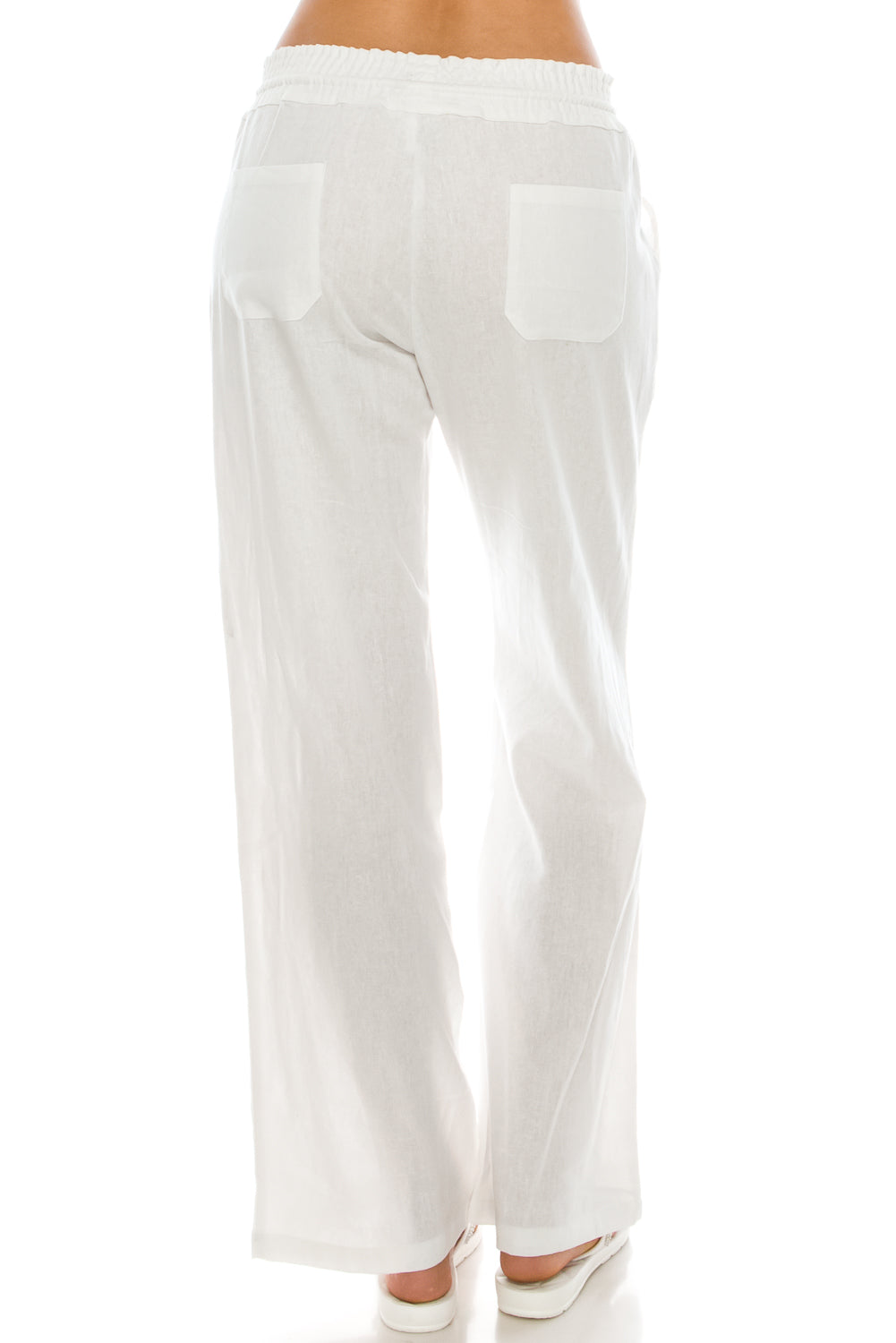 Women's White Beach Palazzo Linen Pants