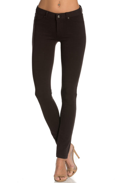 Stretch Skinny Knit Jegging Pants (Brown) - Poplooks