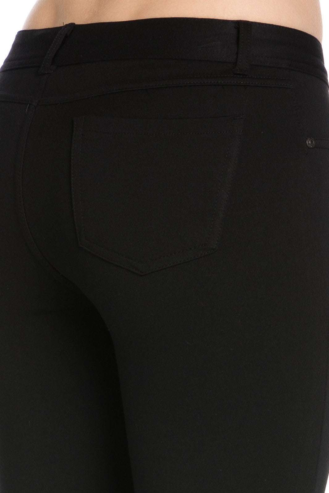 4 Way Stretchy Ponte Knit Capri Skinny Jeans (Black) - Poplooks