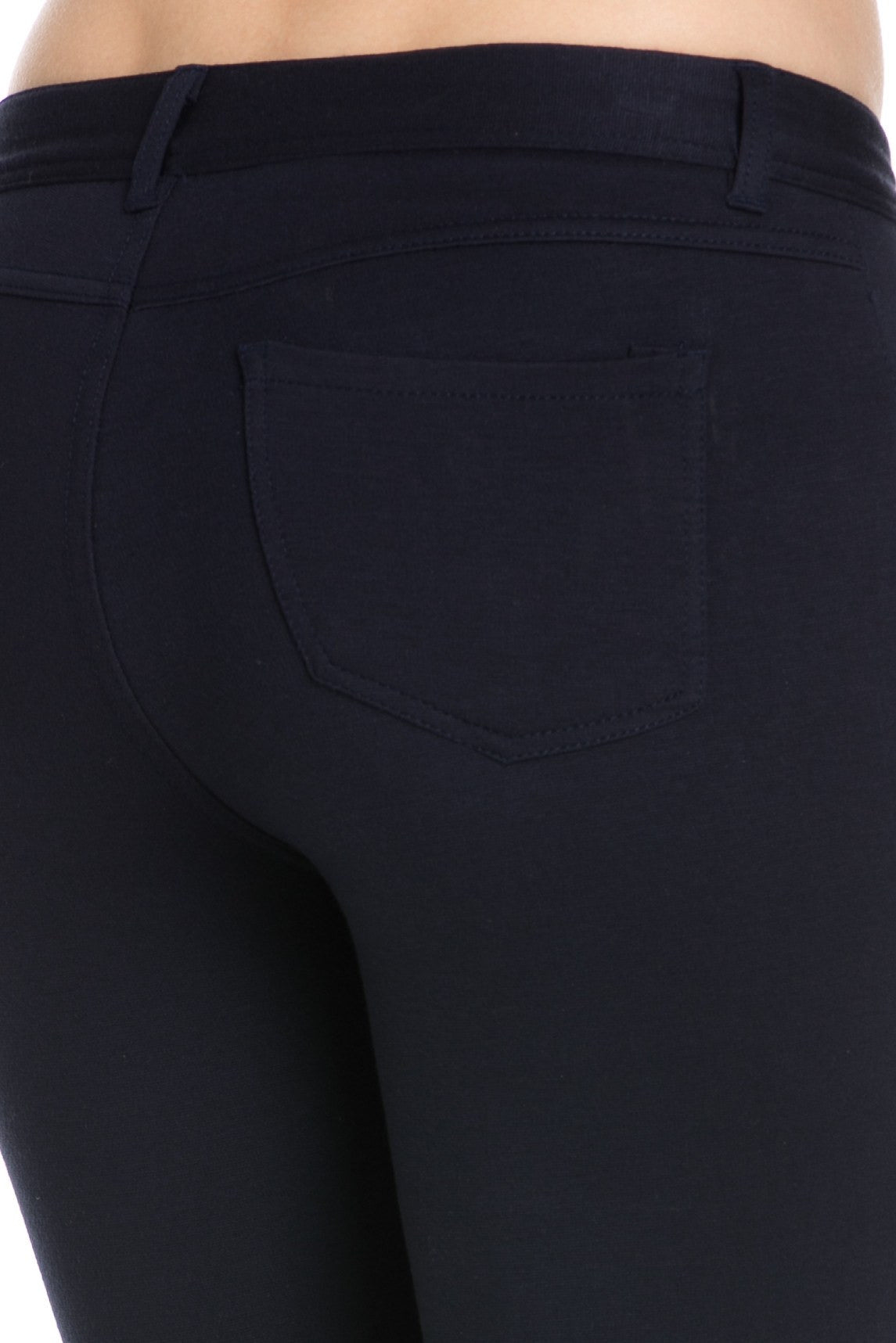 4 Way Stretchy Ponte Knit Capri Skinny Jeans (Navy) - Poplooks